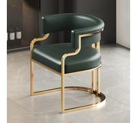 Sillón tapizado moderno de cuero verde con patas de metal dorado para sala de estar, comedor, sillas de invitados para recepción, sofá individual