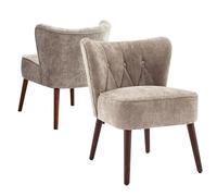 Sillón Tapizado Moderno De Mediados De Siglo - Sin Brazos y con Patas De Madera, Cómodo Asiento Capitoné para Sala De Estar, Dormitorio o Tocador.