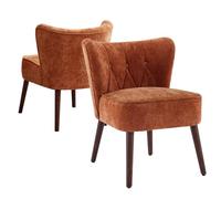 Sillón Tapizado Moderno De Mediados De Siglo - Sin Brazos y con Patas De Madera, Cómodo Asiento Capitoné para Sala De Estar, Dormitorio o Tocador.