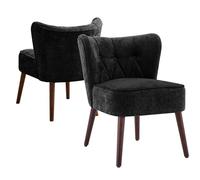 Sillón Tapizado Moderno De Mediados De Siglo - Sin Brazos y con Patas De Madera, Cómodo Asiento Capitoné para Sala De Estar, Dormitorio o Tocador.