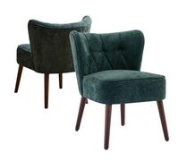 Sillón Tapizado Moderno De Mediados De Siglo - Sin Brazos y con Patas De Madera, Cómodo Asiento Capitoné para Sala De Estar, Dormitorio o Tocador.