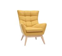 Sillón tejido efecto aterciopelado texturizado amarillo mostaza BRODY