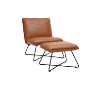 Sillón vintage marrón con reposapiés PHILO