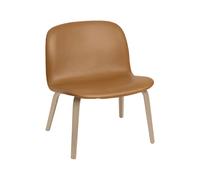 Sillón Visu con Base de Madera Tapizado en Piel Coñac/Roble