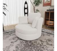Sillón XXL de Sherpa con 3 Cojines, Salón, Marfil, 103x90.5x85.5 cm