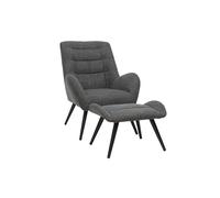 Sillón y reposapiés moderno en tejido gris ZOE