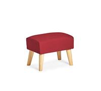 Sillonea- Puff nórdico Moderno con Patas de Maderas en Color Natural. Reposapiés de Estilo Nórdico para acompañar a tu sillón. 48x33x36 cm en Tela Antimanchas en Granate
