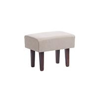 Sillonea- Puff/Otomano Moderno con Patas Reposapiés para acompañar a tu sillón. 48x33x38 cm en Tela Antimanchas (Beige, Nogal)