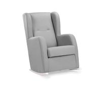 Sillonea - Sillón de Lactancia Amberes Estrecho con Patines Blancos de Balanceo Suave. Respaldo Alto y Tela Antimanchas para Amamantar, Acunar o Descansar (102x66x89 cm) [Gris]