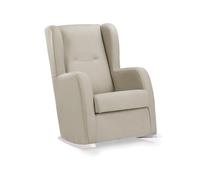 Sillonea - Sillón de Lactancia Amberes Estrecho con Patines Blancos de Balanceo Suave. Respaldo Alto y Tela Antimanchas para Amamantar, Acunar o Descansar (102x66x89 cm) [Beige]