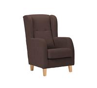 Sillonea- Sillón Estrecho Lisboa, Especial Ancho DE 67 cm, butaca de Estilo Moderno. Sillón Individual Acolchado para salón o Dormitorio. 67x80x107 cm. Tela Antimanchas (Marrón, Natural)