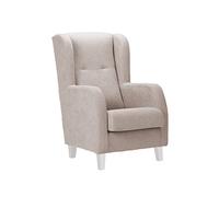 Sillonea- Sillón Estrecho Lisboa, Especial Ancho DE 67 cm, butaca de Estilo Moderno. Sillón Individual Acolchado para salón o Dormitorio. 67x80x107 cm. Tela Antimanchas (Beige, Lacado Blanco)