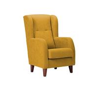 Sillonea- Sillón Estrecho Lisboa, Especial Ancho DE 67 cm, butaca de Estilo Moderno. Sillón Individual Acolchado para salón o Dormitorio. 67x80x107 cm. Tela Antimanchas (Mostaza, Nogal)