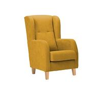 Sillonea- Sillón Estrecho Lisboa, Especial Ancho DE 67 cm, butaca de Estilo Moderno. Sillón Individual Acolchado para salón o Dormitorio. 67x80x107 cm. Tela Antimanchas (Mostaza, Natural)