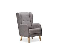 Sillonea- Sillón nórdico Estrecho Dakota, Especial Ancho DE 59 cm, butaca de Estilo Moderno con Patas nórdicas. Sillón Individual Acolchado para salón. 59x81x103 cm. Tela Antimanchas. (Gris)