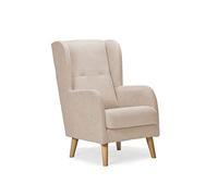 Sillonea- Sillón nórdico Estrecho Dakota, Especial Ancho DE 59 cm, butaca de Estilo Moderno con Patas nórdicas. Sillón Individual Acolchado para salón. 59x81x103 cm. Tela Antimanchas. (Beige)