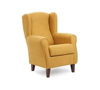 Sillonea - Sillón Orejero Roma: Butaca Ergonómica Tapizada en Tela Antimanchas, Ideal para Lectura y Relajación en Salón - Medidas del sillón Individual: 100x74x77cm