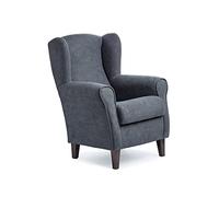 Sillonea - Sillón Orejero Roma, butaca pequeña para salón. Sillón de Lectura Individual, Ideal para Ver la TV/Leer. Medida: 100x74x77cm. Tapizado con Tela Antimanchas. (Marengo, Wengué)