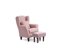 Sillonea - Sillón Orejero Roma con Puff/reposapies, butaca pequeña para salón, Ideal para Ver la TV/Leer. Medida: 100x74x77cm. Tapizado con Tela Antimanchas. (Rosa, Cerezo)