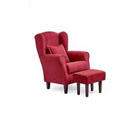 Sillonea - Sillón Orejero Roma con Puff/reposapies, butaca pequeña para salón, Ideal para Ver la TV/Leer. Medida: 100x74x77cm. Tapizado con Tela Antimanchas. (Granate, Cerezo)