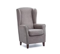 Sillonea - Sillón Orejero Torre Eiffel con Respaldo Alto. Tapizado en Tela Antimanchas y Patas Nogal Descanso o Lectura (120x75x85 cm) [Gris]