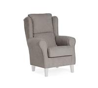 Sillonea- Sillón orejero Venecia, Acolchado con Poco Fondo. Butaca con Respaldo para Salón, Dormitorio o Sala de Espera. Sillón Individual de 104x77x74 cm en Gris/Lacado Blanco