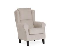 Sillonea- Sillón orejero Venecia, Acolchado con Poco Fondo. Butaca con Respaldo para Salón, Dormitorio o Sala de Espera. Sillón Individual de 104x77x74 cm en Beige/Wengué