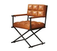 Sillones para el Salón Relax con Asiento Engrosado Estructura de Acero Al Carbono Cuero Encerado Al Aceite Sillón de Lectura con Respaldo Suave Silla de Oficina para Salón, Balcón, Dormitorio(Brown)