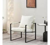 Sillones para El Salón Sillones Relax Tejido Imitación Piel, Impermeable Y Antimanchas, Diseño Ergonómico, Sillon Lectura, para Salón Dormitorio(White)
