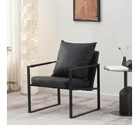 Sillones para El Salón Sillones Relax Tejido Imitación Piel, Impermeable Y Antimanchas, Diseño Ergonómico, Sillon Lectura, para Salón Dormitorio(Black)