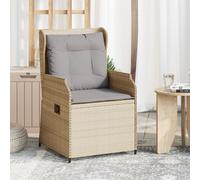 Sillones reclinables de jardín con cojines beige 2 uds ratán PE
