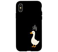 Silly Bird, Funny Cartoon Goose, Playful Animal Pun Carcasa para iPhone X/XS