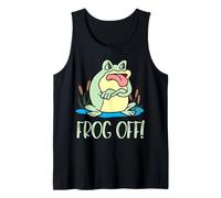 Silly Cartoon Frog Off Grumpy Frog Face Anfibios & Reptiles Camiseta sin Mangas