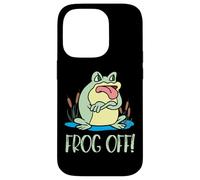 Silly Cartoon Frog Off Grumpy Frog Face Anfibios & Reptiles Carcasa para iPhone 14 Pro