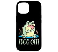 Silly Cartoon Frog Off Grumpy Frog Face Anfibios & Reptiles Carcasa para iPhone 15
