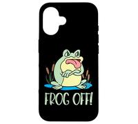 Silly Cartoon Frog Off Grumpy Frog Face Anfibios & Reptiles Carcasa para iPhone 16