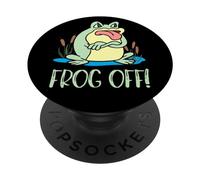 Silly Cartoon Frog Off Grumpy Frog Face Anfibios & Reptiles PopSockets PopGrip Adhesivo
