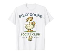 Silly Goose Social Club Lindo Ganso Divertido Animal de Granja Camiseta