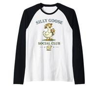 Silly Goose Social Club Lindo Ganso Divertido Animal de Granja Camiseta Manga Raglan