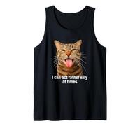 Silly Tabby Cat Meme Weird Cat Face Funny Cat Tongue out Camiseta sin Mangas