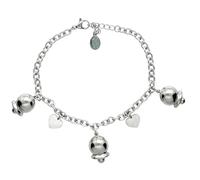 SiLo Bijoux Pulsera para mujer de acero inoxidable 316L con corazones y campanas doradas o plateadas de estilo Capri. Hipoalergénico que no cambia de color. Caja de regalo, M, Acero inoxidable, No es