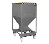 Silo, forma de embudo eurokraft pro, rodante con engarces para horquillas, capacidad 0,6 m³