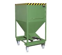 Silo, forma de embudo eurokraft pro, rodante con engarces para horquillas, capacidad 0,6 m³