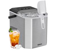 Silonn Máquina de Hielo Pequeña con Asa de Transporte, Máquina de Hacer Hielo Autolimpiable con Cesta y Pala, 9 Cubos en 6 Minutos, 12 kg por Día, Ideal para Casa, Cocina, Camping y RV