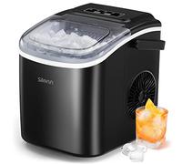 Silonn Máquina para hacer hielo de encimera, 9 cubos listos en 6 minutos, 12 kg en 24 horas, máquina de hielo autolimpiante con cuchara de hielo y cesta, 2 tamaños de hielo de bala para el hogar