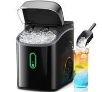Silonn Nugget - Máquina de hacer hielo para encimera, máquina de hielo de guijarros con función de autolimpieza, 33 libras/24 horas, máquinas de hielo para el hogar/cocina/oficina