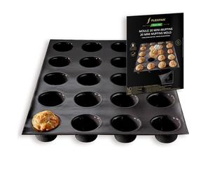 Silpat Flexipan - Mini molde antiadherente para magdalenas, fabricado en Francia desde 1965, con la confianza de chefs de clase mundial, tecnología Flexipan® certificada apta para alimentos (20 mini