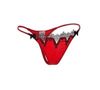 SilRiver Bragas de tanga de encaje de seda para mujer, calzoncillos sexy con espalda en T con satén suave, rosso, S-M