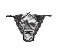 SilRiver Braguitas de satén de seda para mujer, sexy, braguitas de bikini, tanga, hipster gris S-M