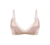 SilRiver Bralette acolchado de satén de seda para mujer con sujetador de copa de seda suave, Rosado, Large